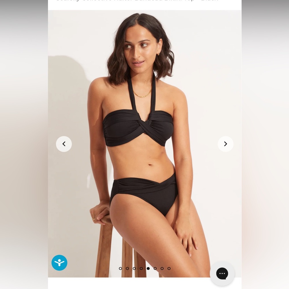 Swimwear- Seafolly Bandeau Bathing Suit Top and Bikini Bottom - Black/Sz US 10